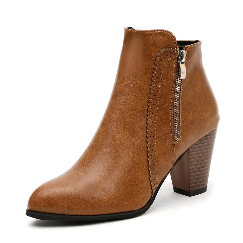 Damen Ankle Boots mit eleganter Schnürung und modischem Reißverschluss Heidi Mode