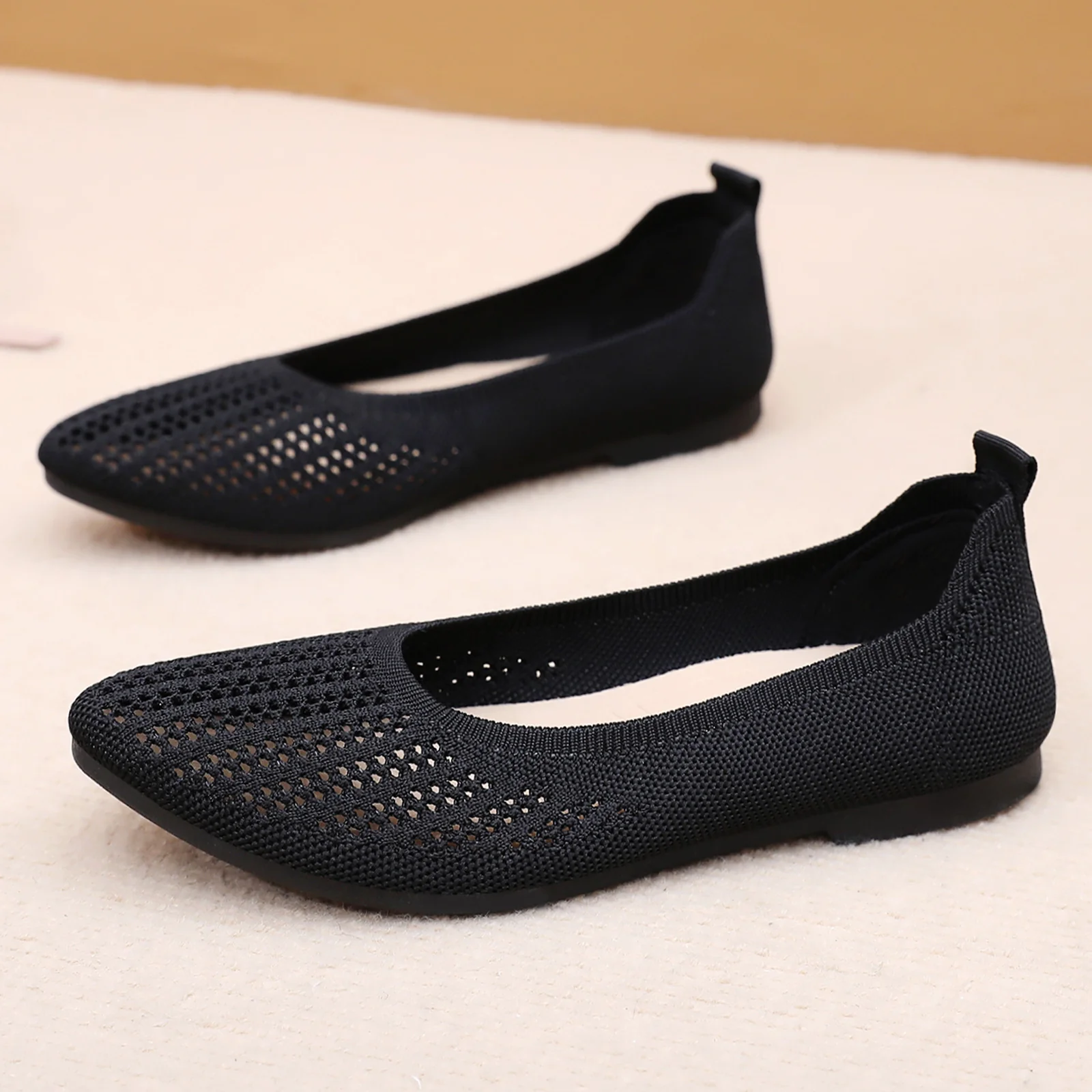Damen Atmungsaktive Ballerinas mit elastischem Strickdesign Heidi Mode