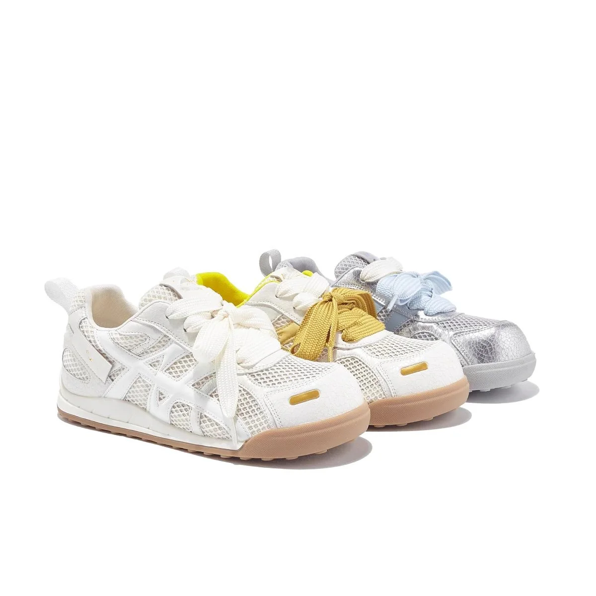 Damen Atmungsaktive Freizeit-Sneaker mit trendigem Mesh-Obermaterial und verspieltem Schnürdesign Heidi Mode