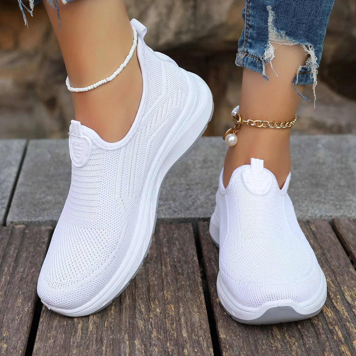Damen Atmungsaktive Slip-On Freizeitschuhe mit dämpfender Sohle Heidi Mode - Image 2