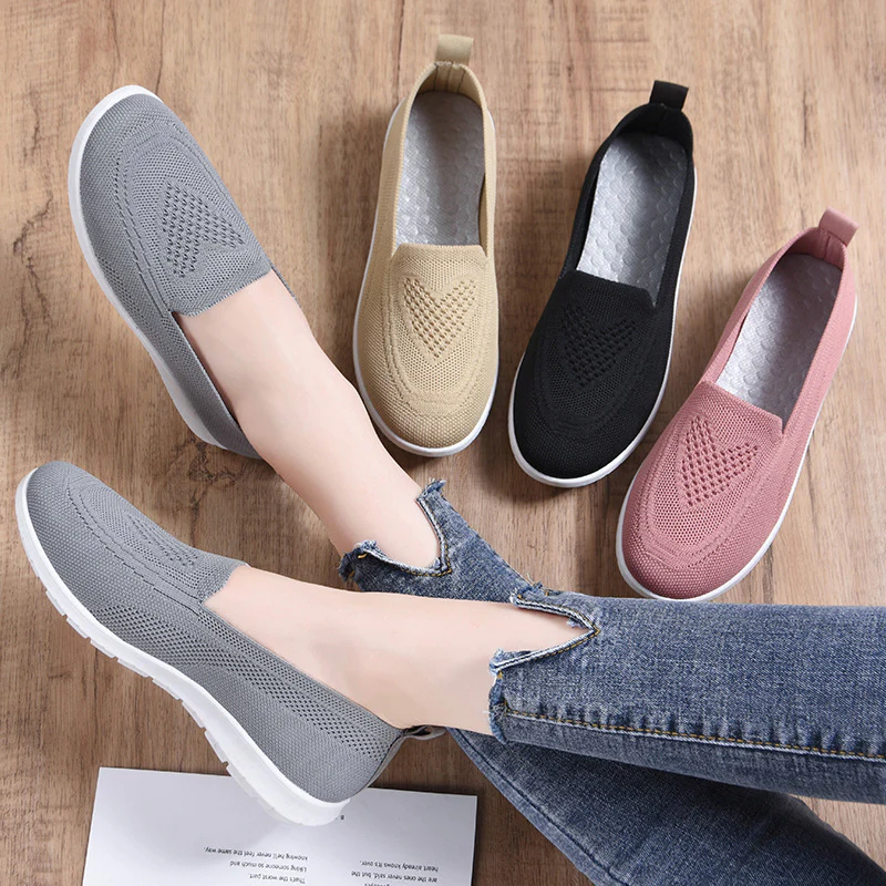 Damen Atmungsaktive Slip-On Freizeitschuhe mit flexiblem Mesh-Obermaterial Heidi Mode