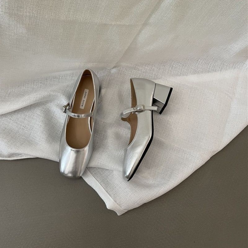 Damen Ballerinas mit glänzender Schnalle Heidi Mode