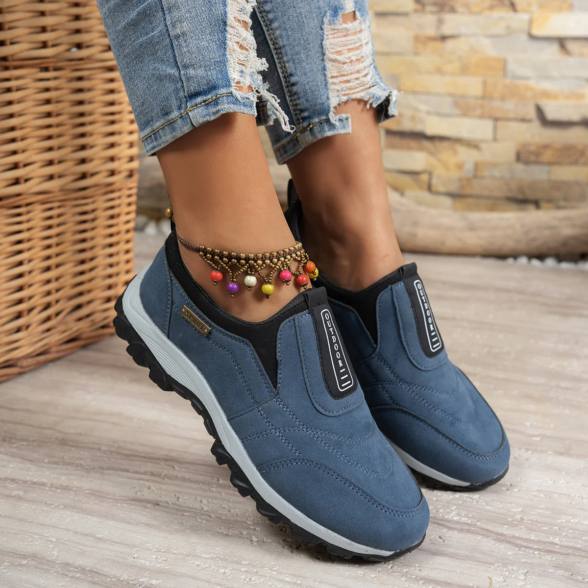 Damen bequeme Slip-On Sneakers mit rutschfester Sohle und atmungsaktivem Obermaterial Heidi Mode