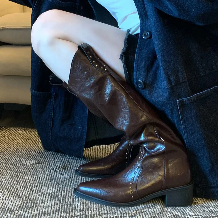 Damen Cowboy-Stiefel mit dekorativen Nieten Heidi Mode