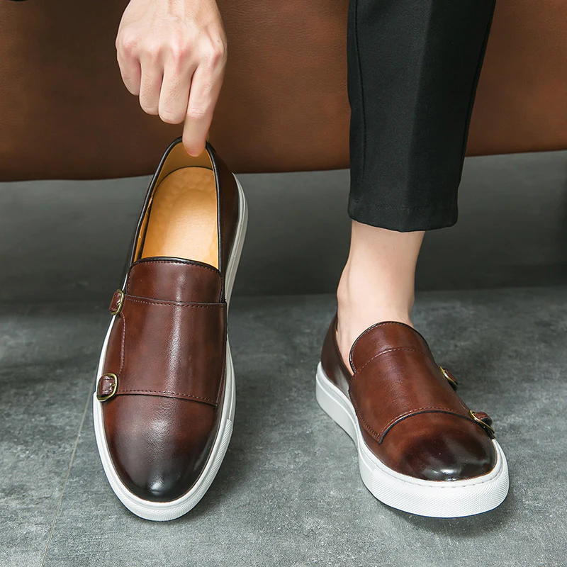 Damen Elegante Slip-On Schuhe mit dekorativen Schnallen aus hochwertigem Leder Heidi Mode