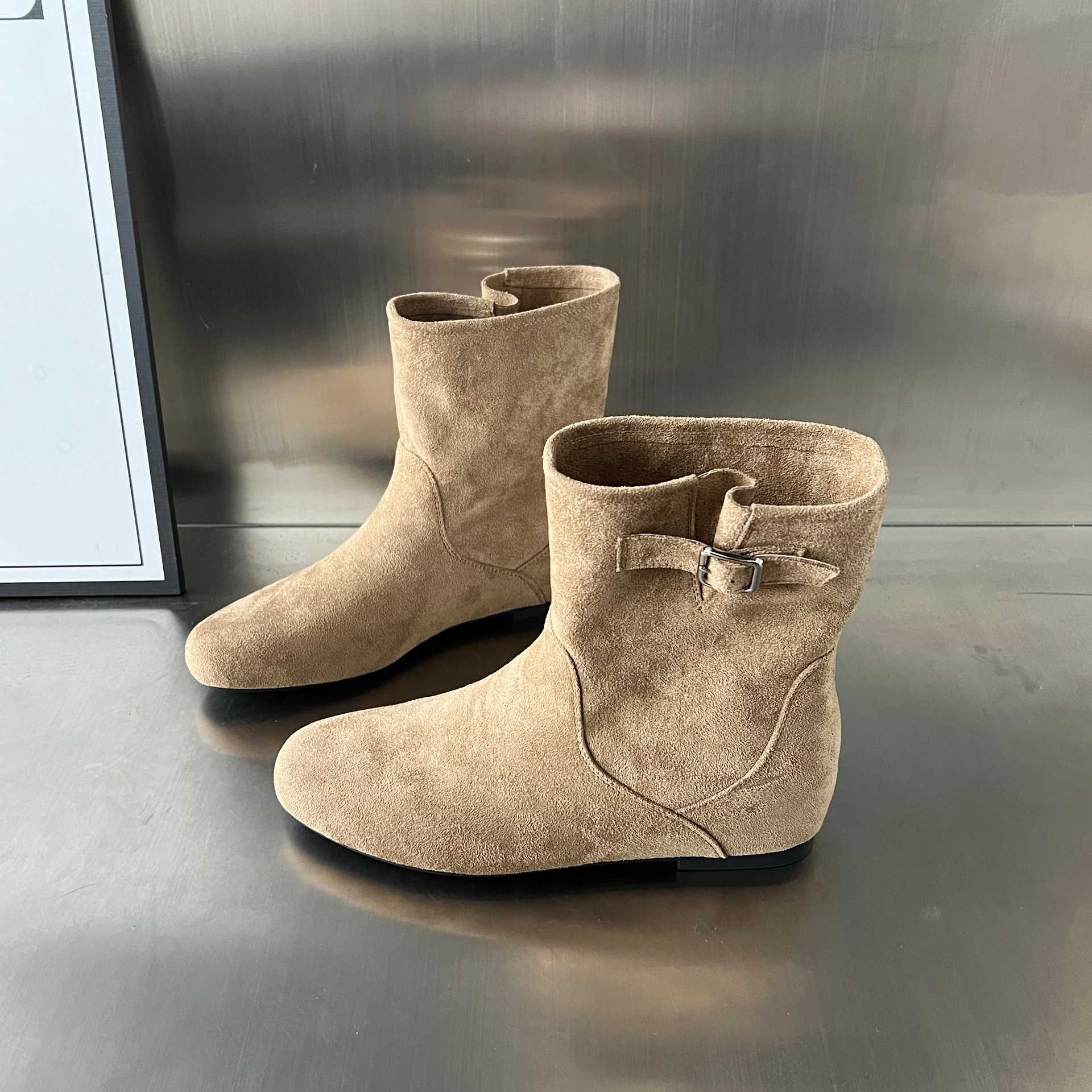 Damen elegante Stiefeletten aus weichem Wildleder mit modischem Schnallenverschluss Heidi Mode