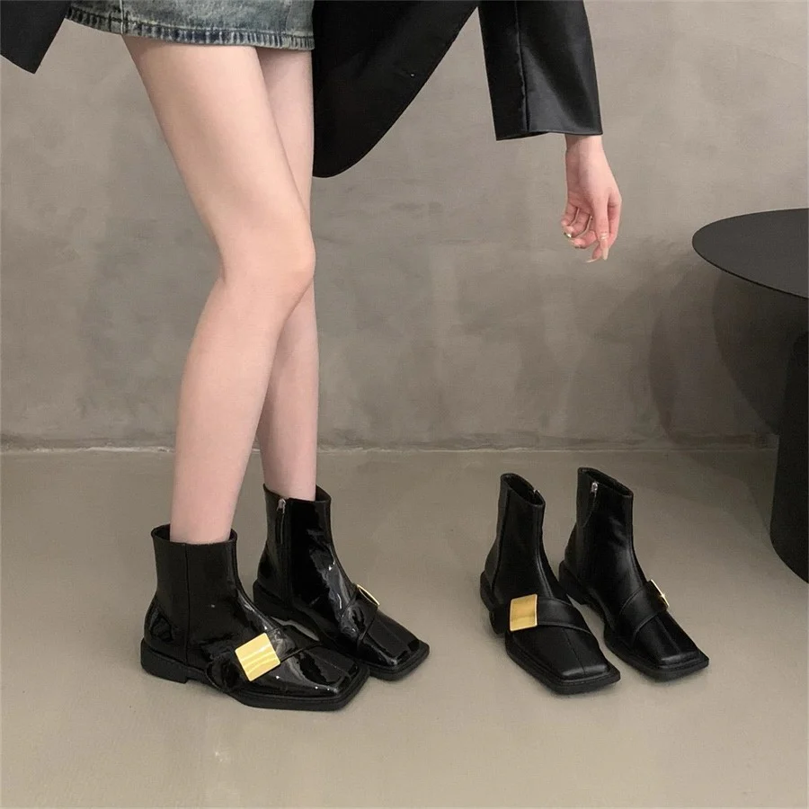 Damen elegante Stiefeletten mit modischer Schnallenverzierung Heidi Mode