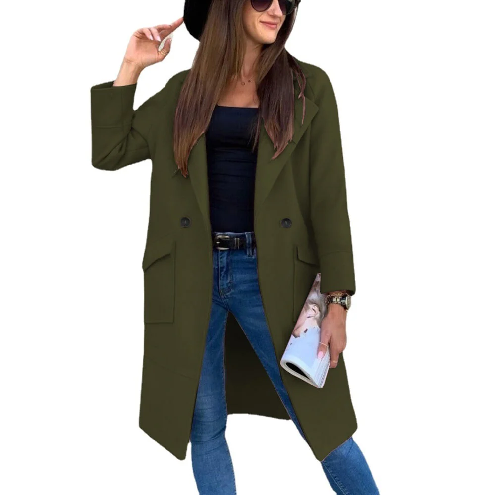 Damen elegante Trenchcoat mit praktischen Taschen und modernen Knopfdetails Heidi-Mode - Image 12