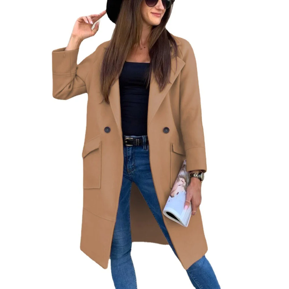 Damen elegante Trenchcoat mit praktischen Taschen und modernen Knopfdetails Heidi-Mode - Image 7