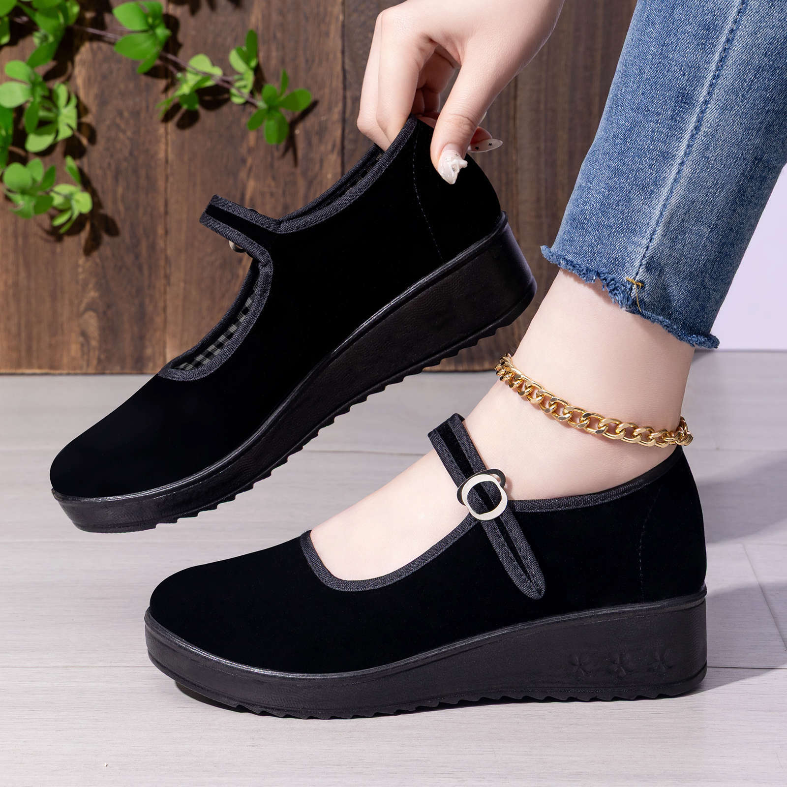 Damen Elegante und bequeme Ballerinas mit verstellbarem Riemen Heidi Mode