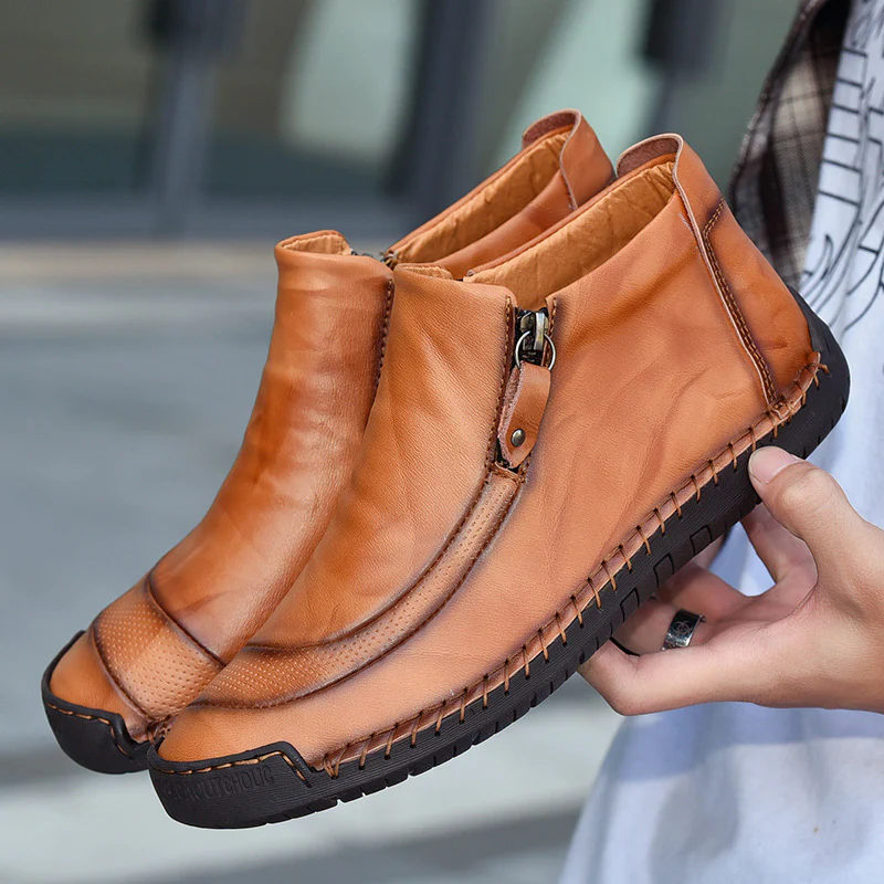 Damen Elegante und bequeme Lederschuhe mit Reißverschluss Heidi Mode