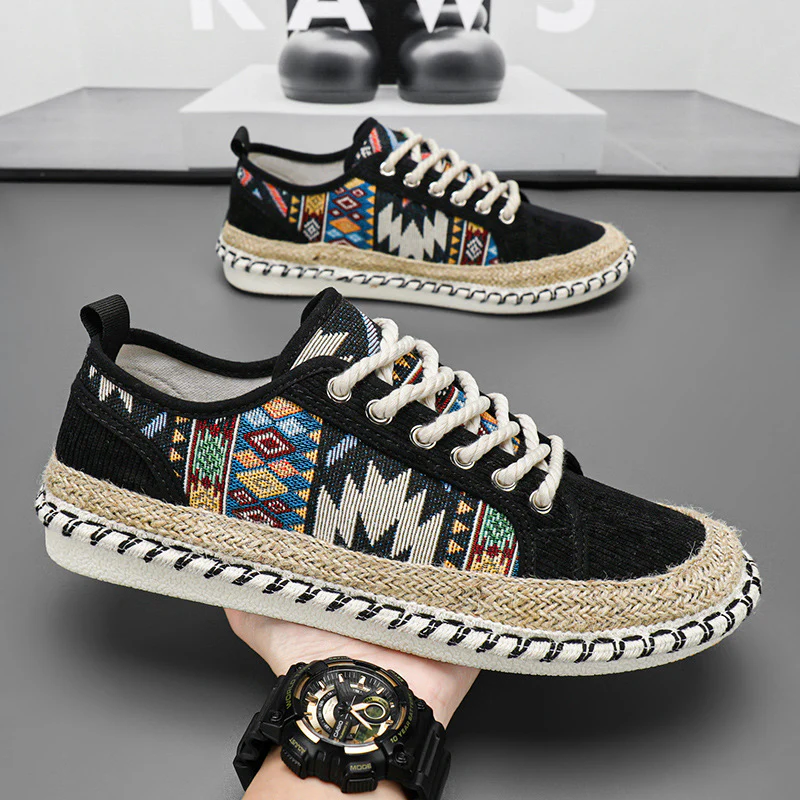 Damen Espadrilles-Sneaker mit exotischem Musterdruck und modischer Kordelsohle Heidi Mode