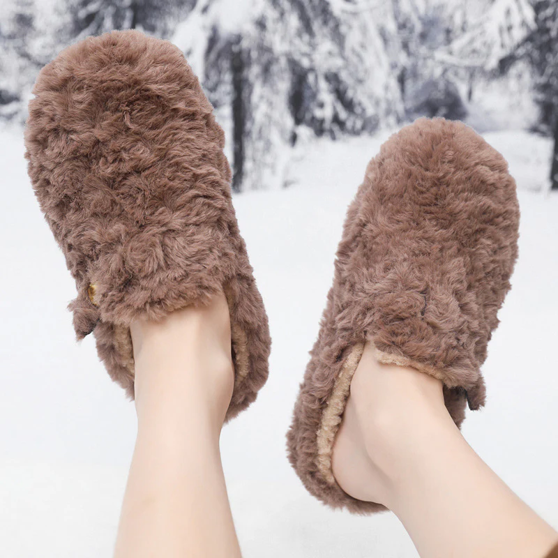 Damen Flauschige Hausschuhe mit modischem Design und warmem Futter Heidi Mode
