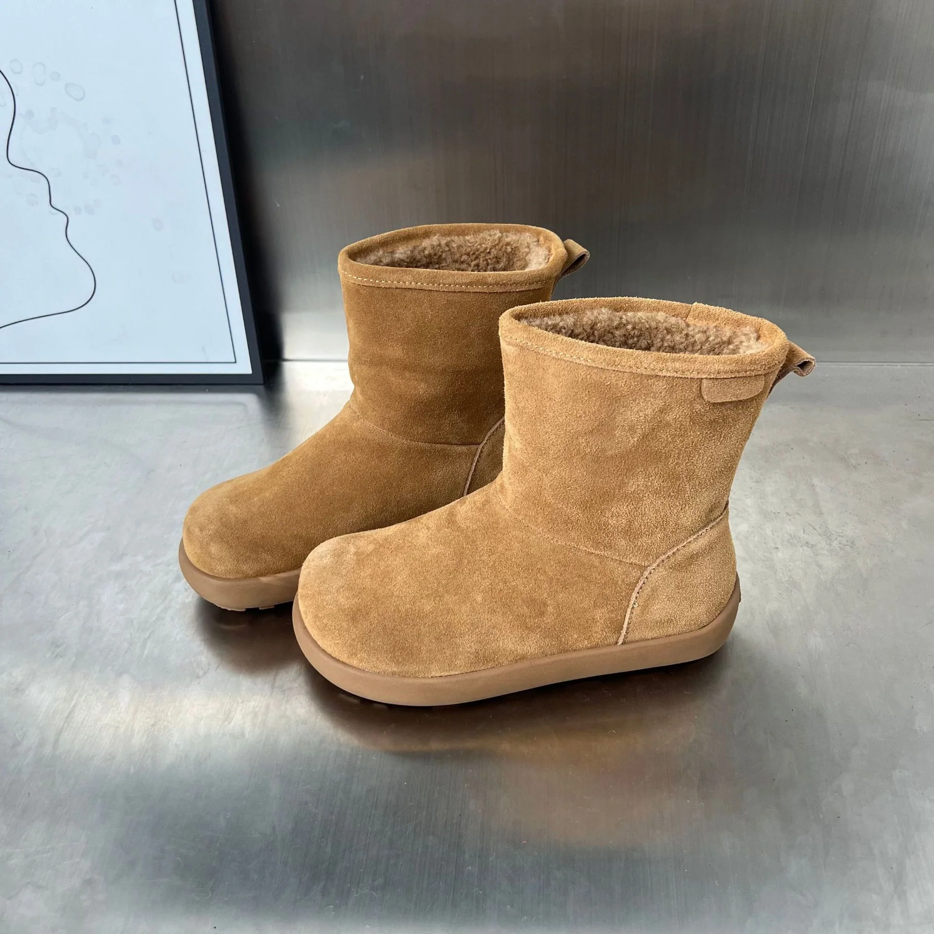 Damen Fleecegefütterte Winterstiefel aus weichem Wildleder Heidi Mode