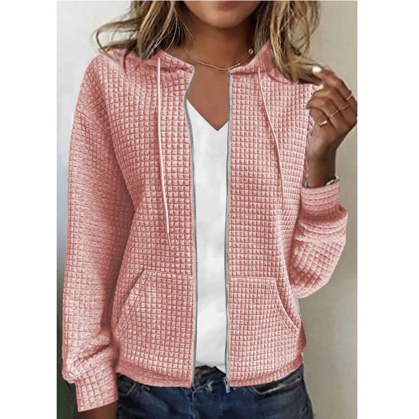 Damen Fleecejacke mit Strukturiertem Waffelmuster Heidi-Mode