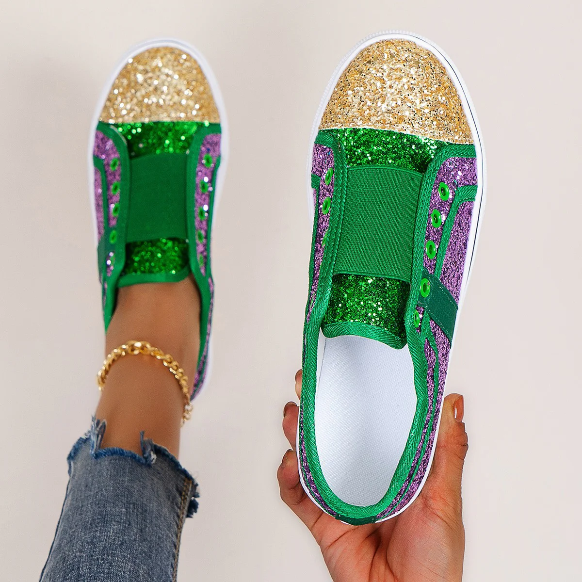Damen Glitzernde Slip-On Sneaker Heidi Mode