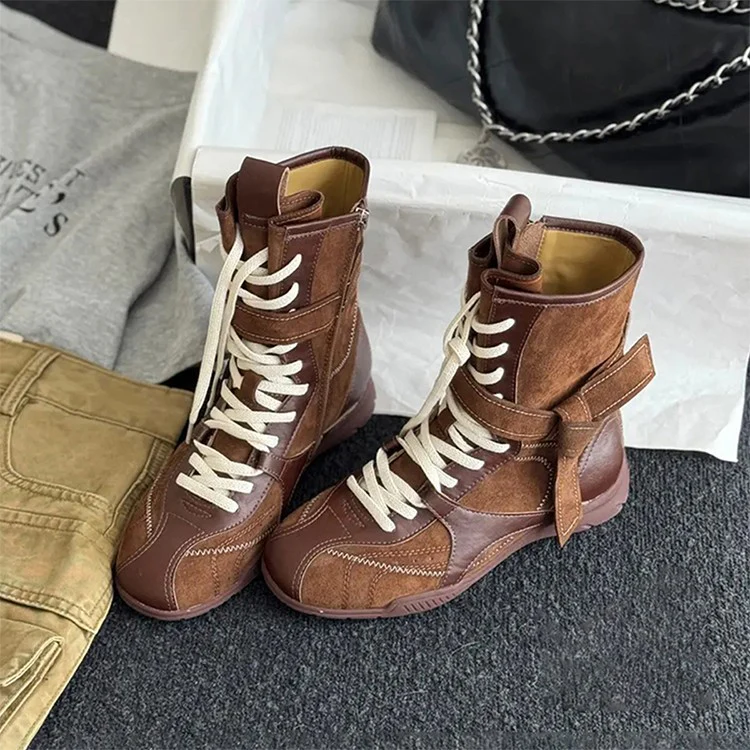 Damen Hohe Schnürstiefel mit modischer Schnallenverzierung und robustem Obermaterial Heidi Mode - Image 3