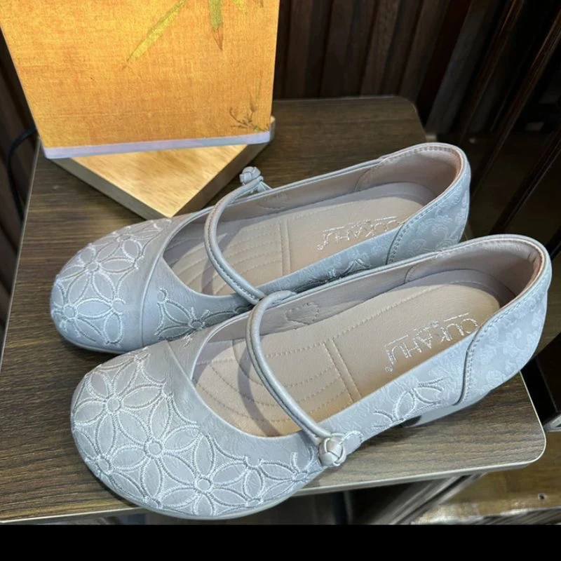 Damen Komfortable Ballerinas mit dekorativem Blumenmuster Heidi Mode