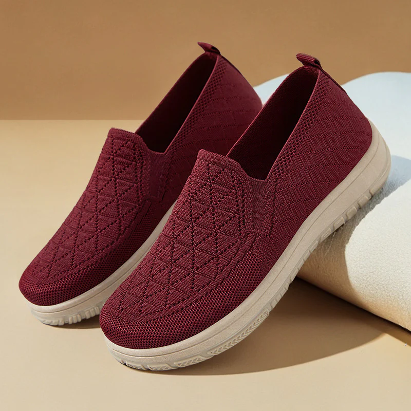 Damen Komfortable Slip-On Freizeitschuhe mit strukturiertem Obermaterial Heidi Mode