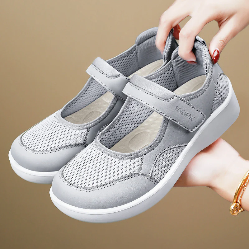 Damen Komfortable Slip-On Freizeitschuhe mit verstellbarem Klettverschluss Heidi Mode