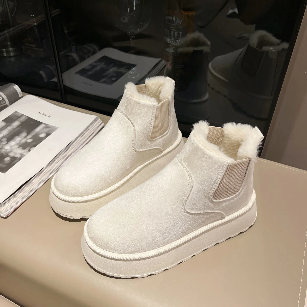 Damen Komfortable Winterboots mit Fleecefutter und elastischem Einsatz Heidi Mode