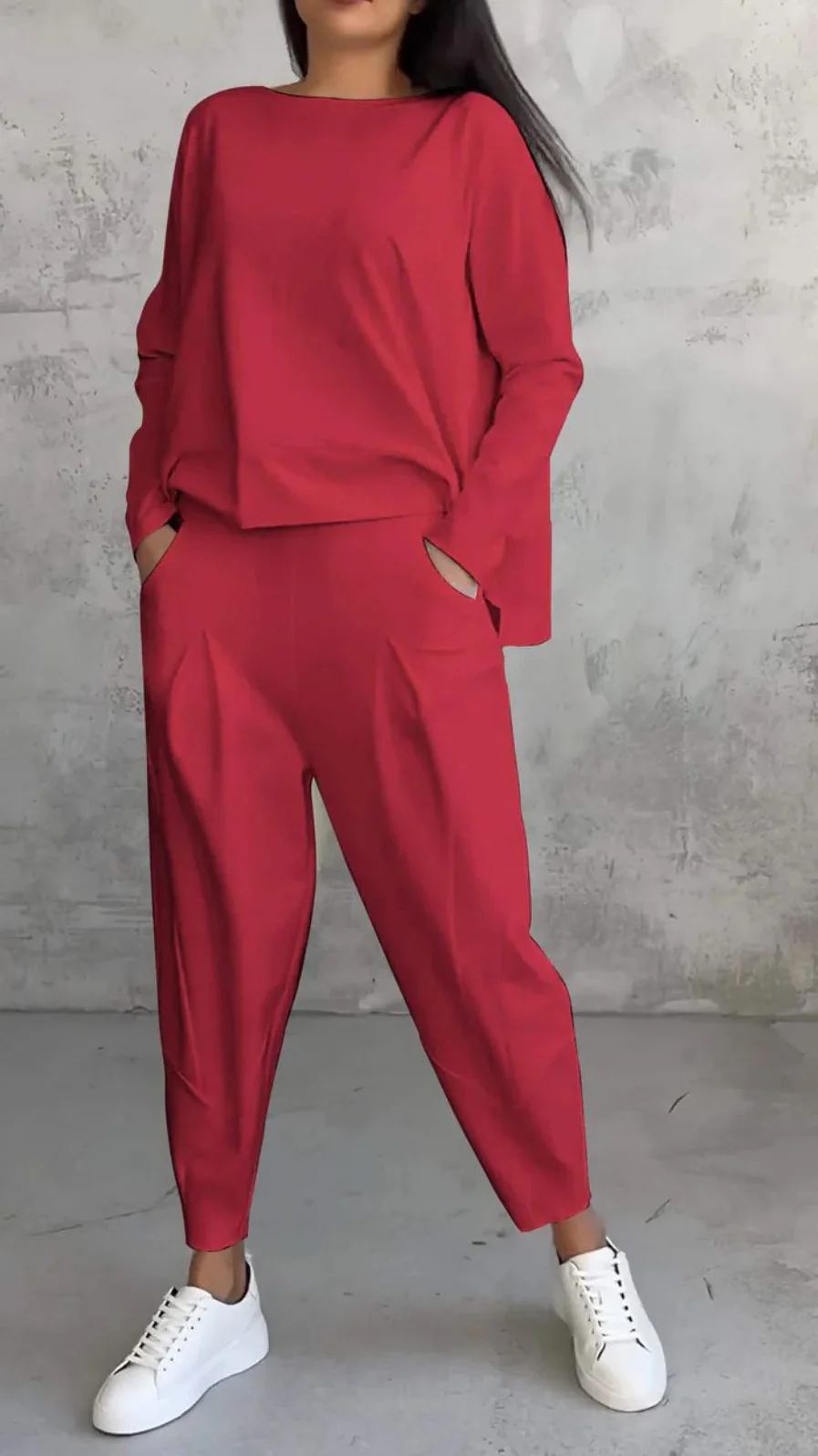 Jogginganzug Damen Lounge-Set mit weiten Ärmeln und Taschen - Image 17