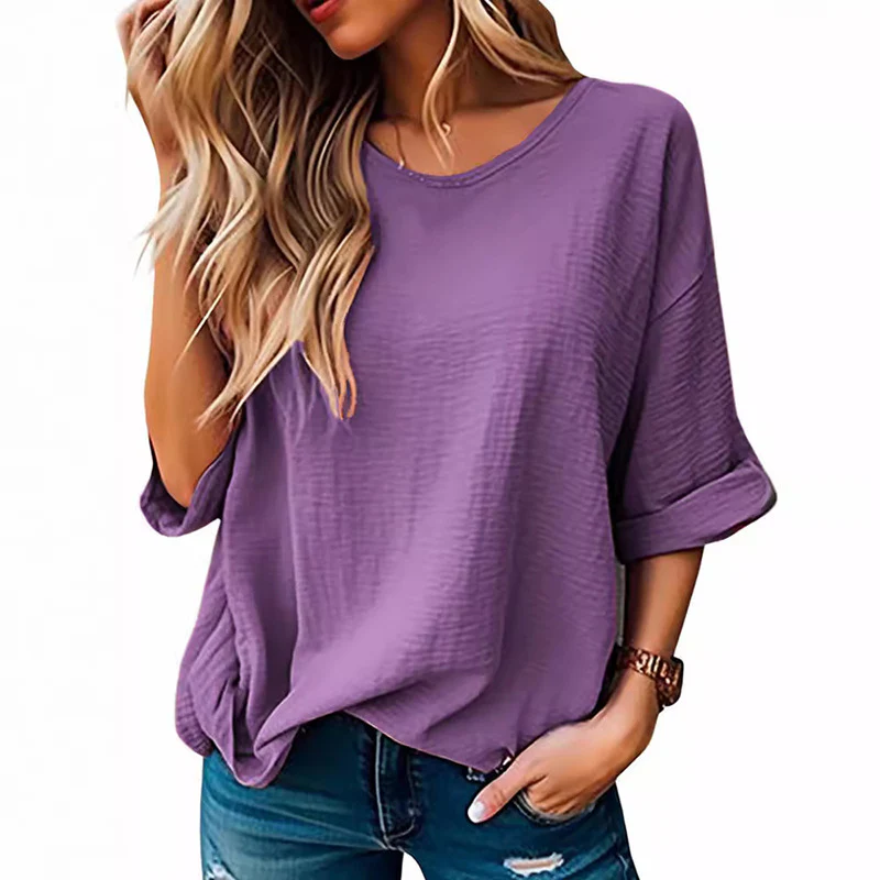 Damen Lässiges T-Shirt mit lockerer Passform und kurzem Arm Heidi-Mode - Image 3