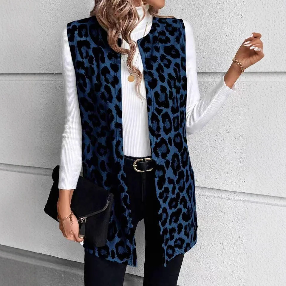 Damen Mode Weste mit Leopardenmuster Heidi-Mode