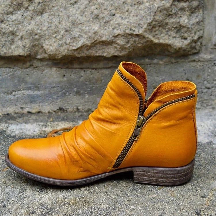Damen moderne Ankle Boots mit asymmetrischem Reißverschluss und modischer Faltenoptik Heidi Mode - Image 2