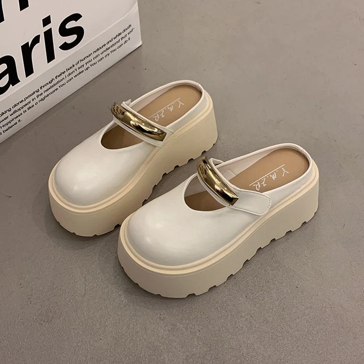 Damen Modische Plateau-Clogs mit glänzendem Detail und rutschfester Sohle Heidi Mode