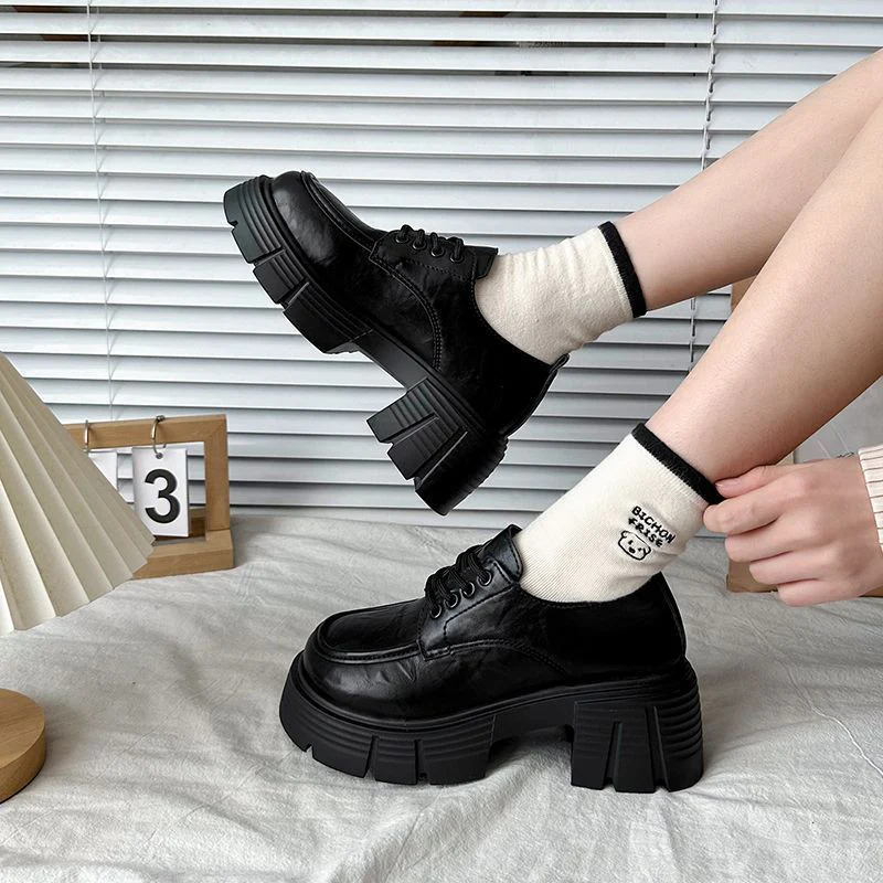 Damen modische Plateau-Schnürschuhe mit robustem Profil Heidi Mode