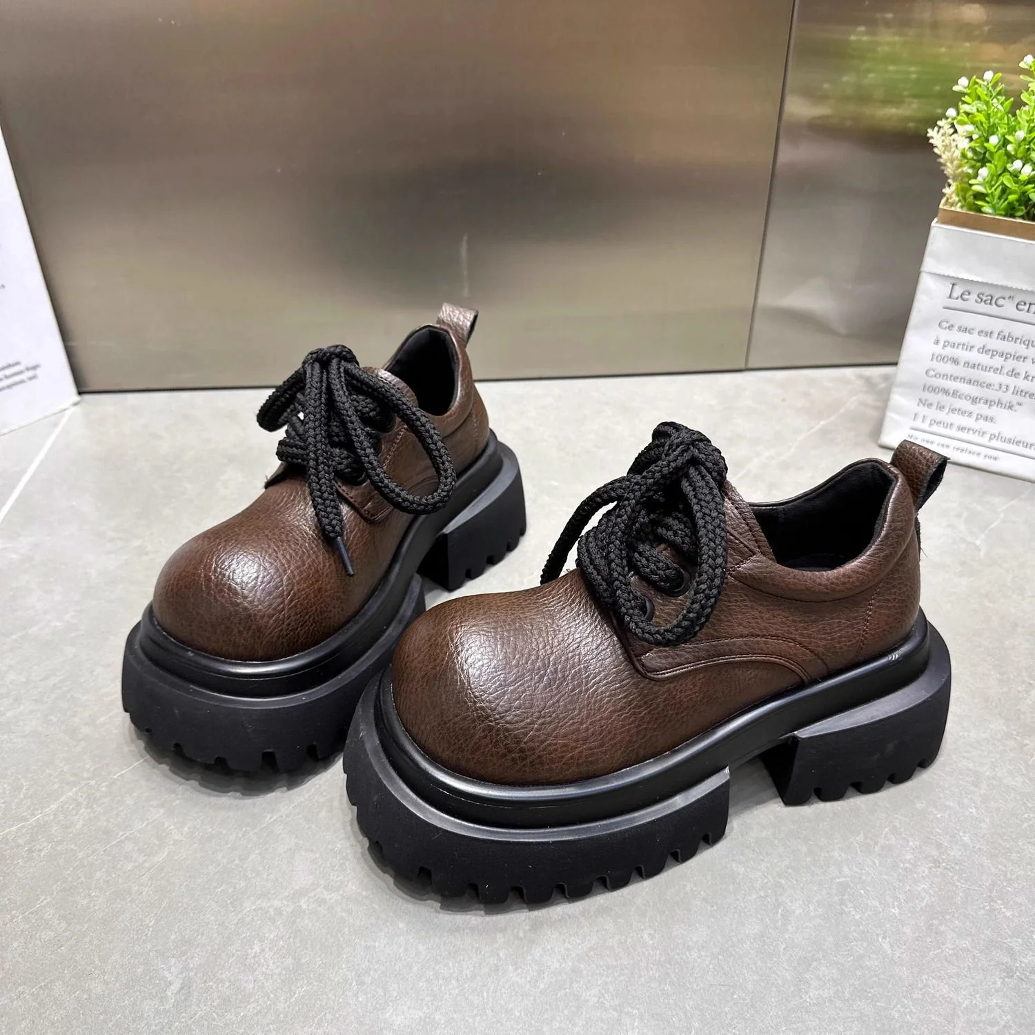 Damen modische Schnürboots mit robustem Plateau und rutschfester Sohle Heidi Mode