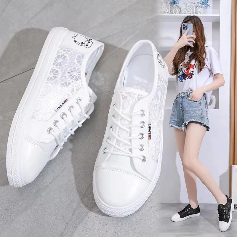 Damen modische Sneaker mit elegantem Spitzendesign und atmungsaktiver Spitzenstruktur Heidi Mode