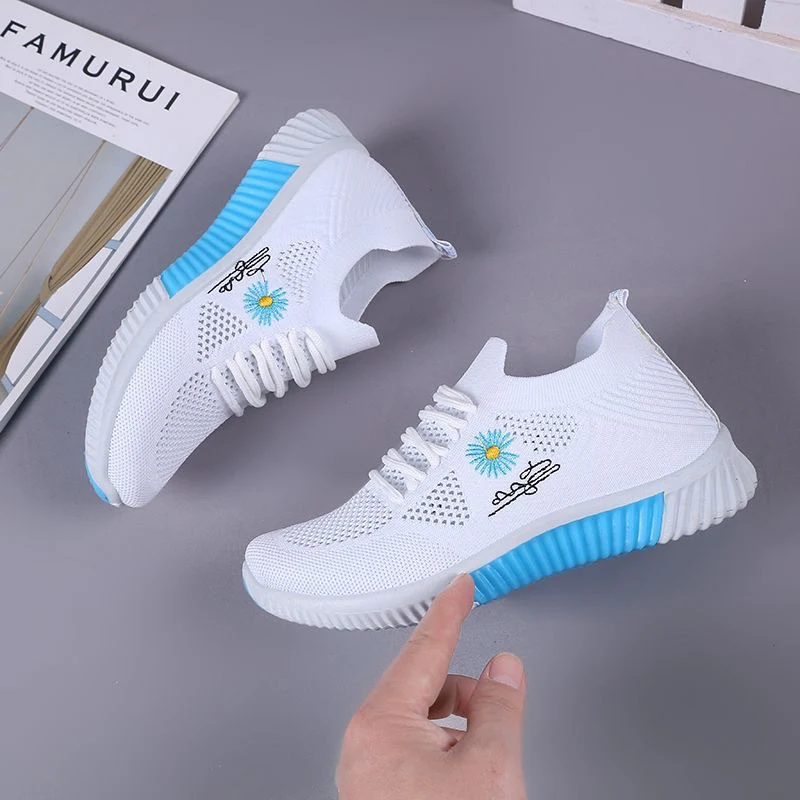 Damen modische Sneaker mit floralem Design und elastischem Einsatz Heidi Mode
