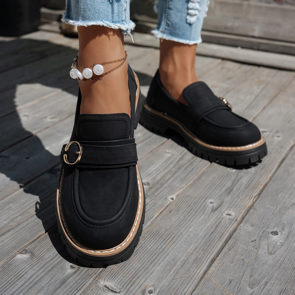 Damen Mokassin-Schuhe mit eleganter Verzierung und robuster Sohle Heidi Mode