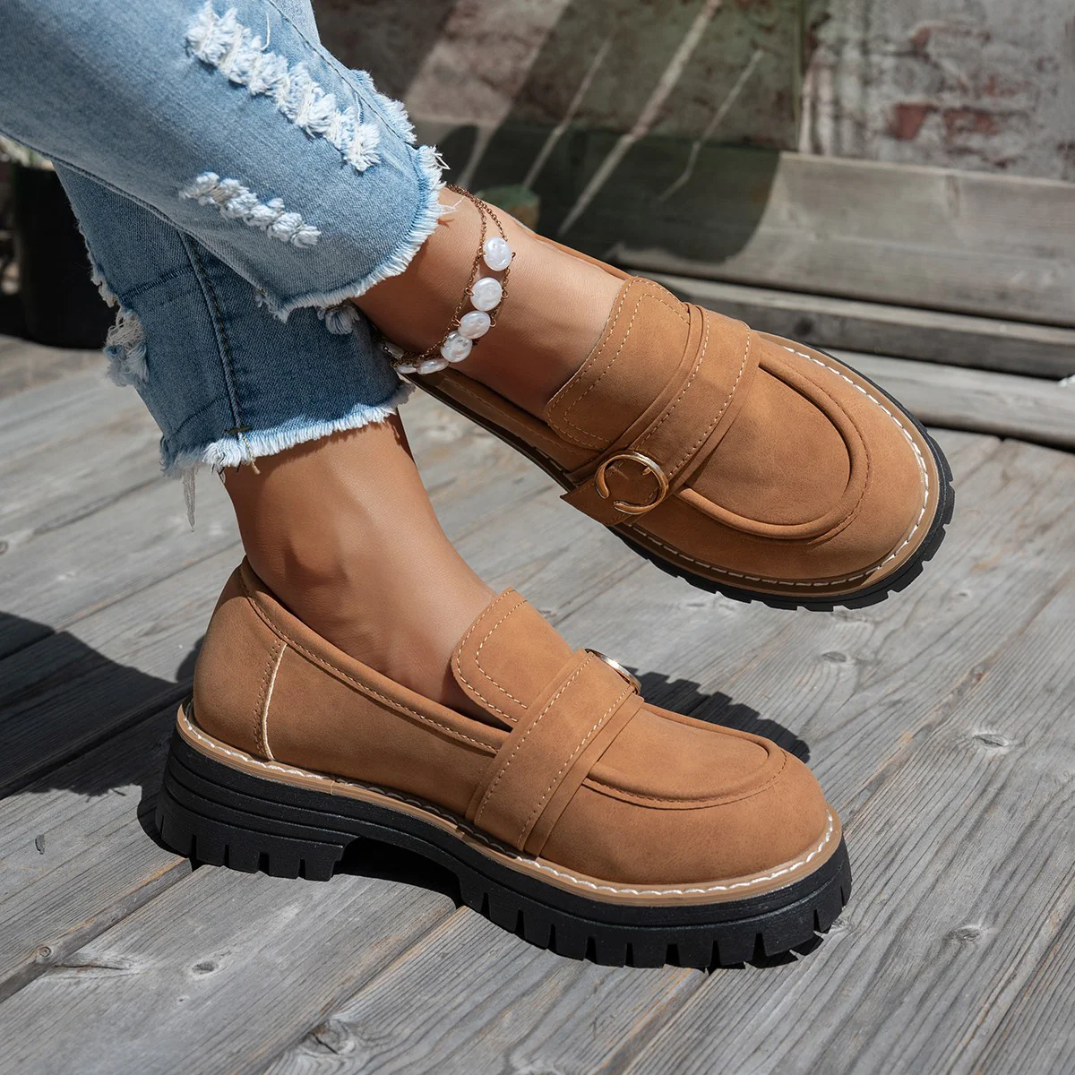 Damen Mokassin-Schuhe mit eleganter Verzierung und robuster Sohle Heidi Mode - Image 8