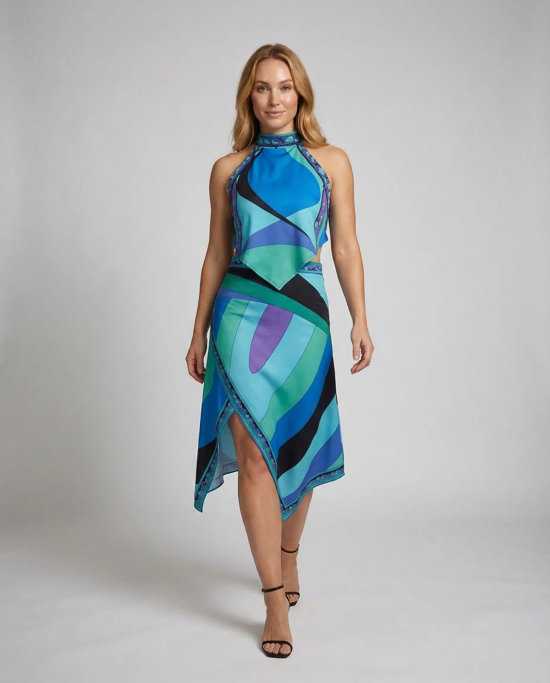 Damen Chiffon Wickelkleid Asymmetrisch