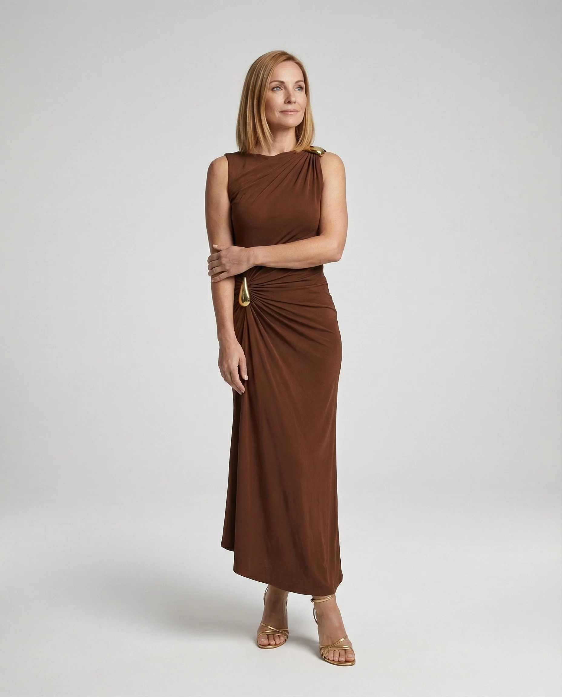 Damen Maxikleid One Shoulder elegant