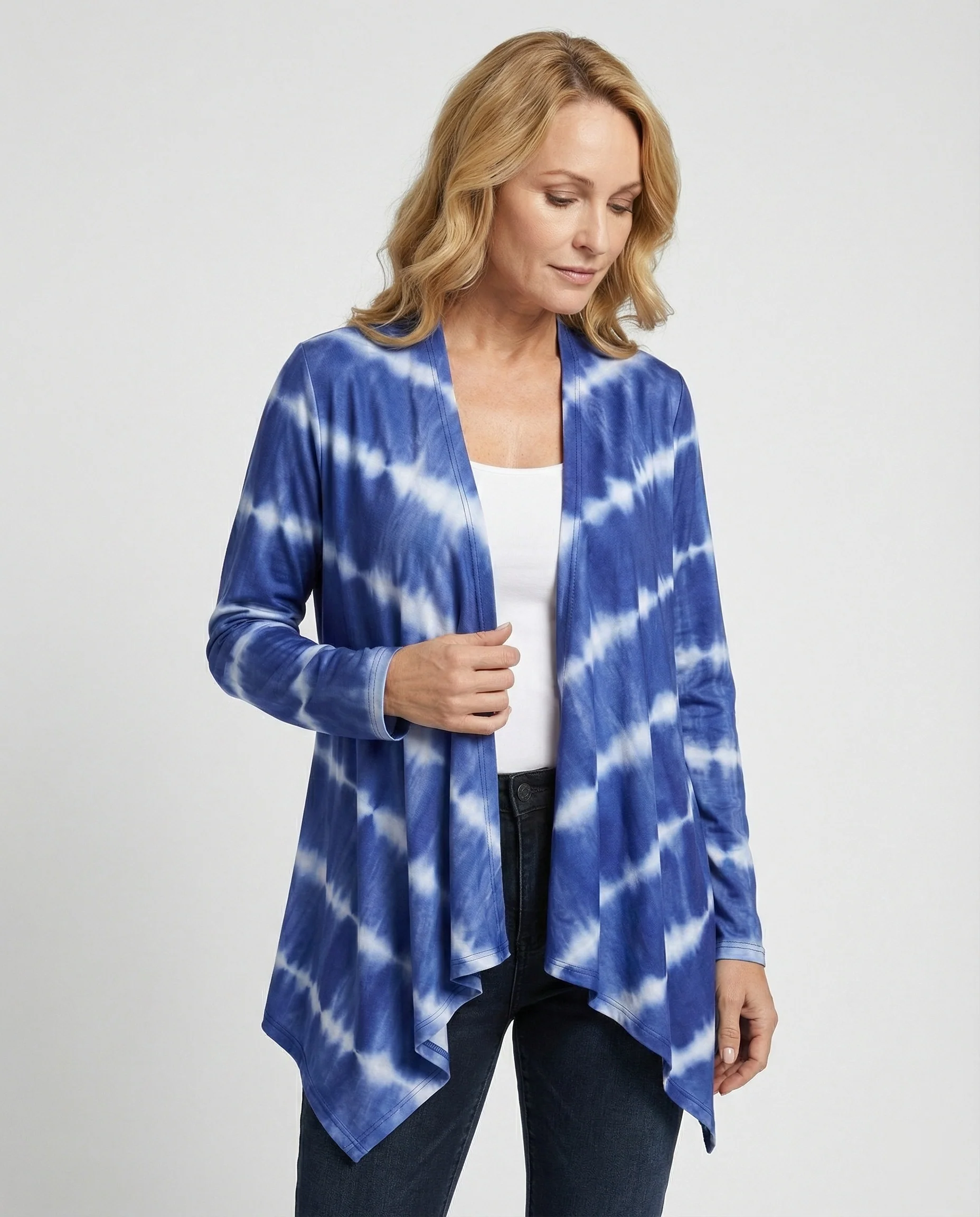 Damen Cardigan Wasserfall Batik