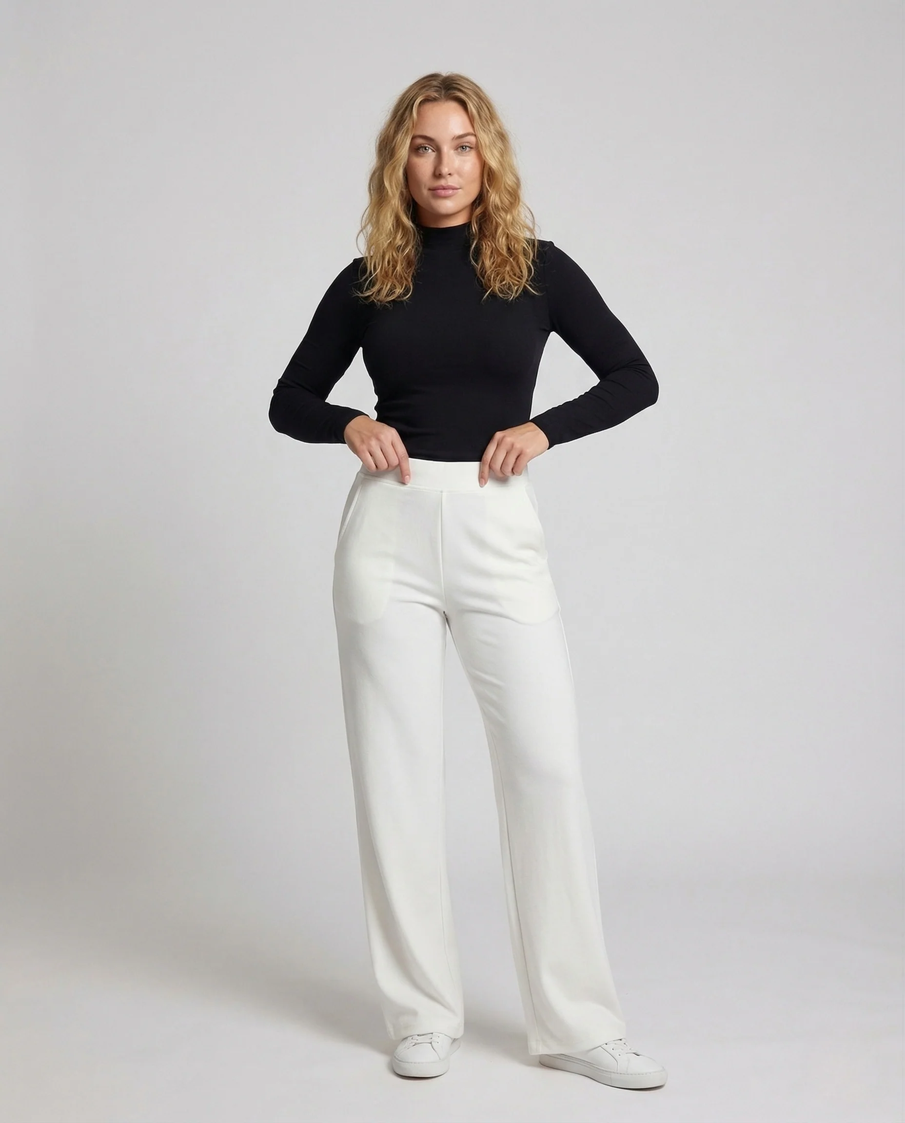 Damen Cordhose Gerippt High Waist Weites Bein