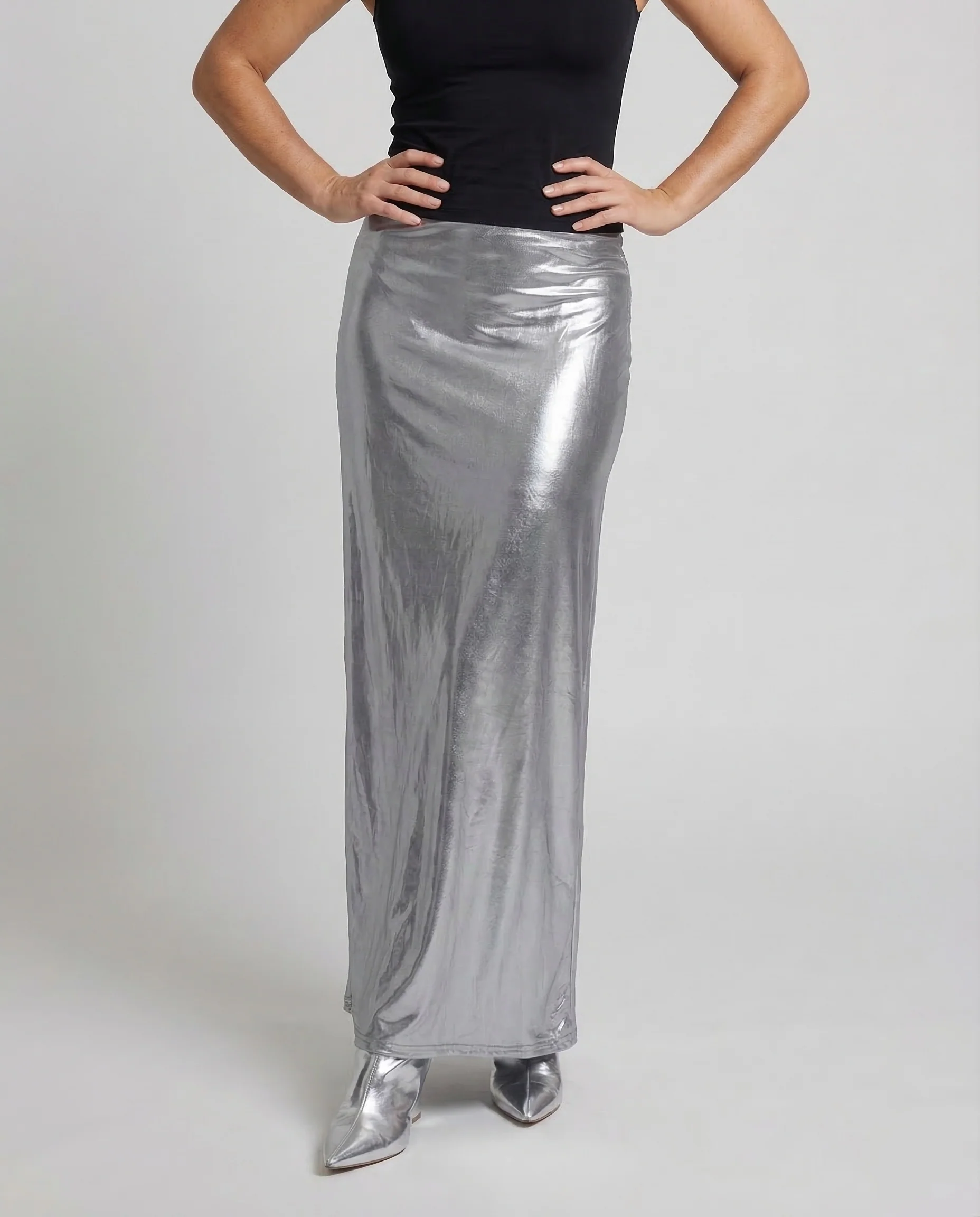 Damen Maxirock Satin Glänzend