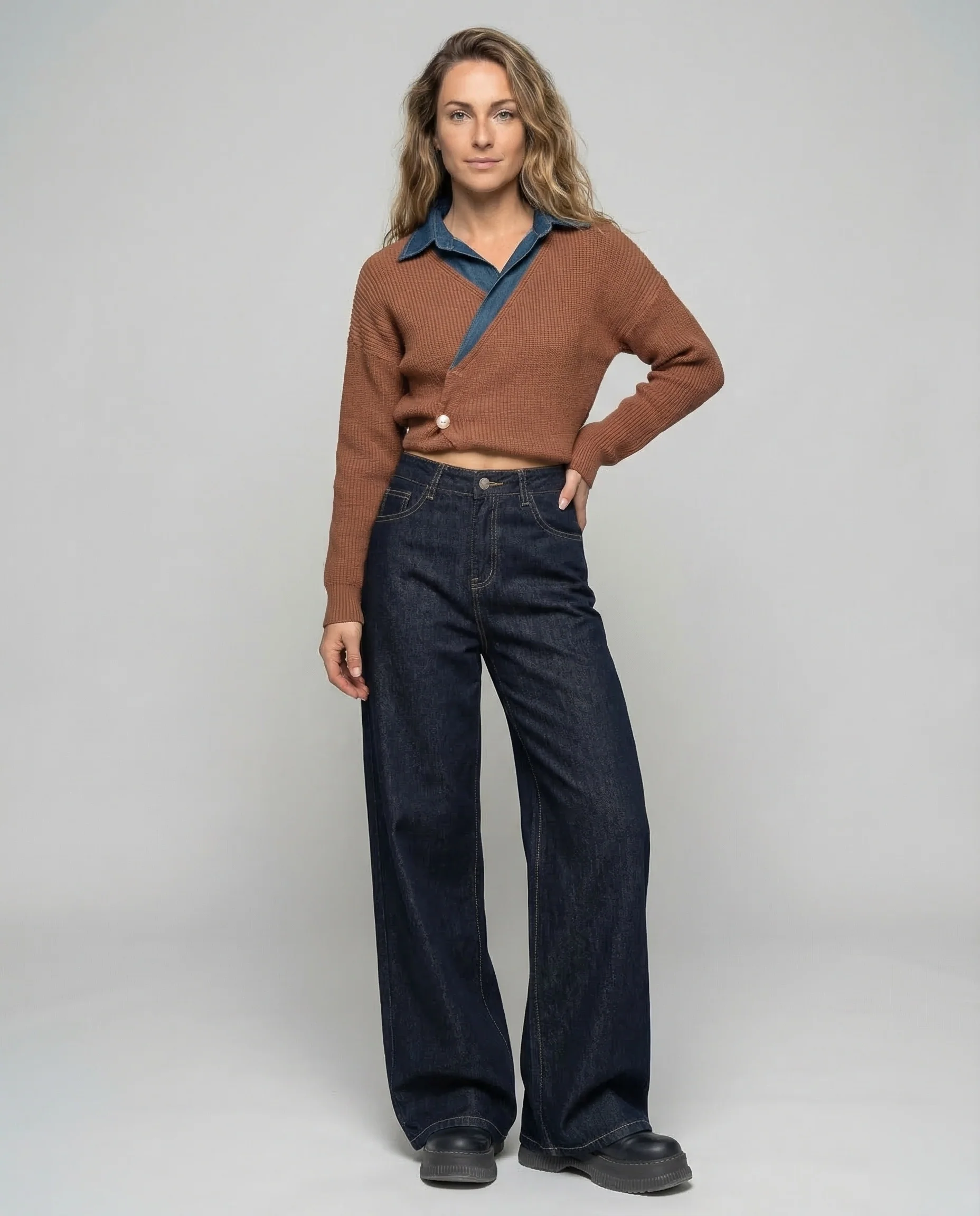 Damen Culotte Jeans High Waist