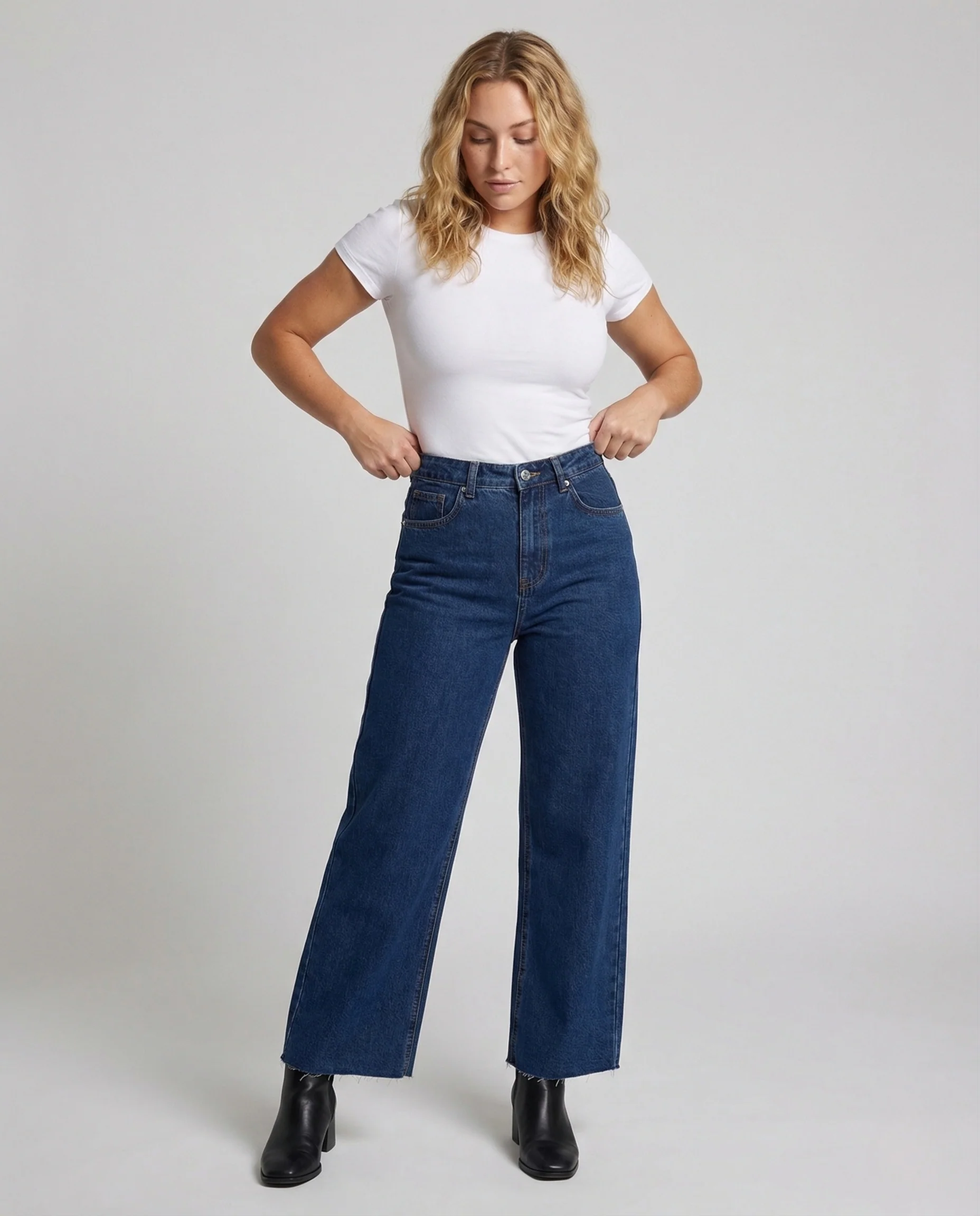 Damen Palazzo Jeans High Waist