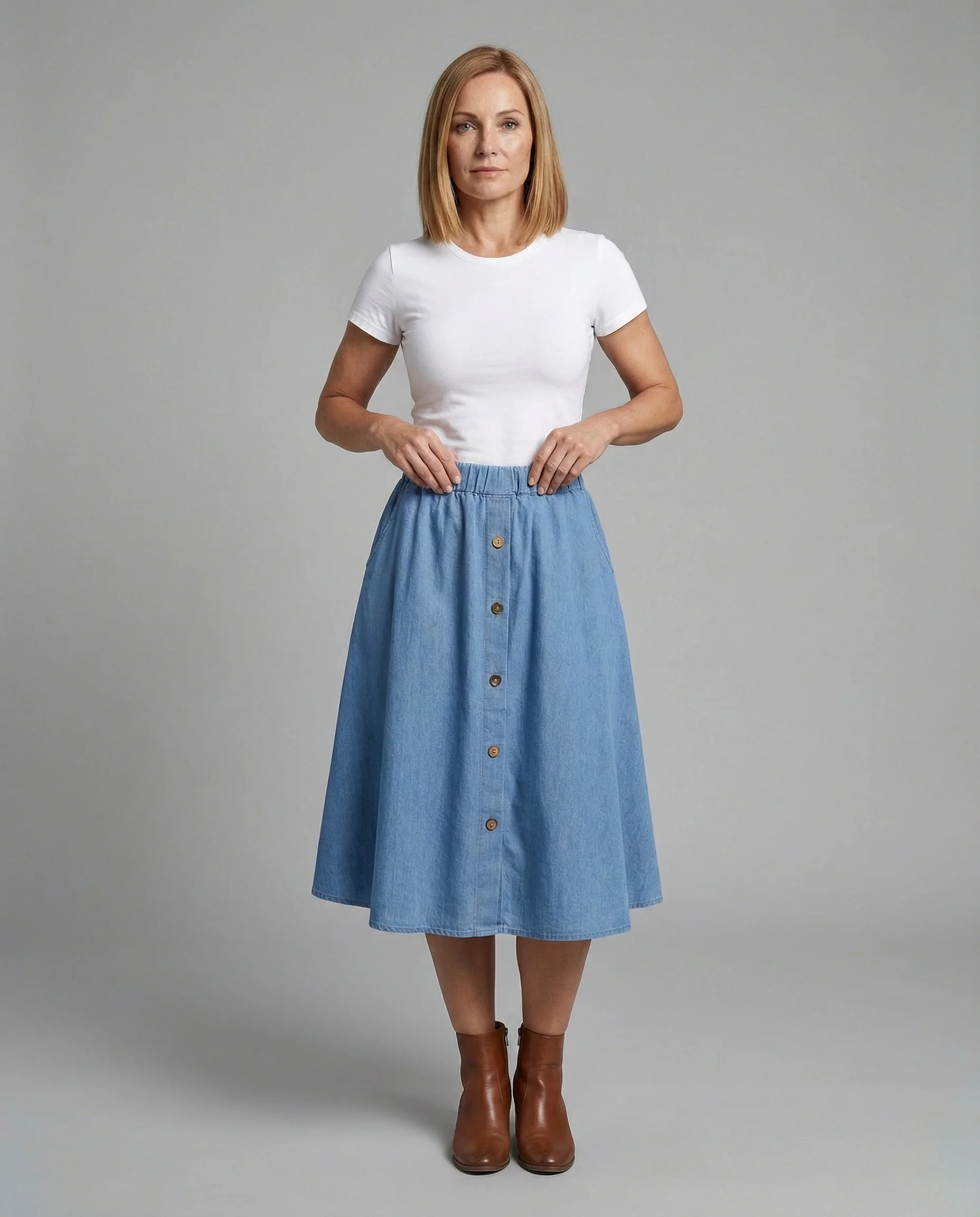 Midirock Damen A-Linie Jeans