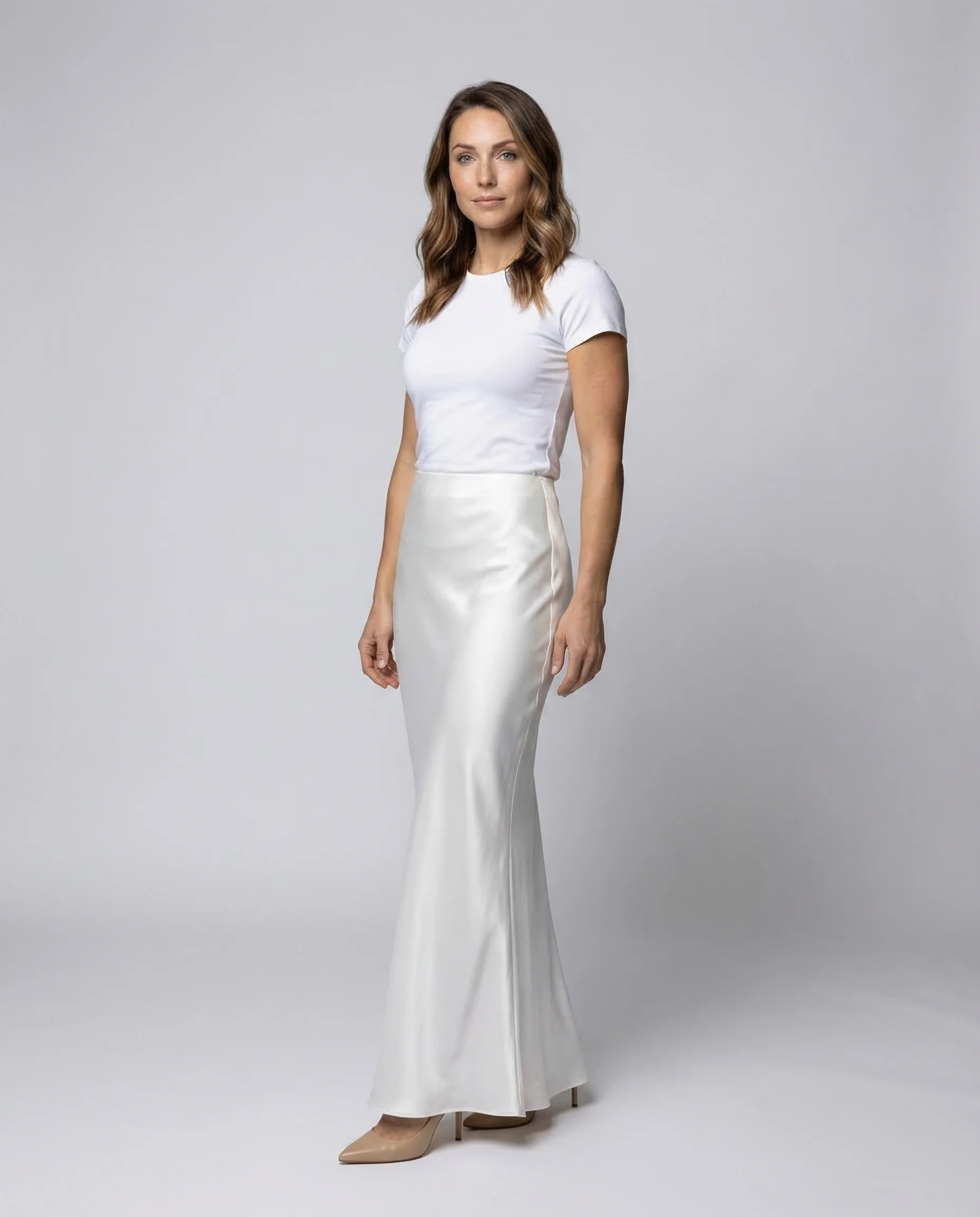 Damen Satin Unterrock Lang