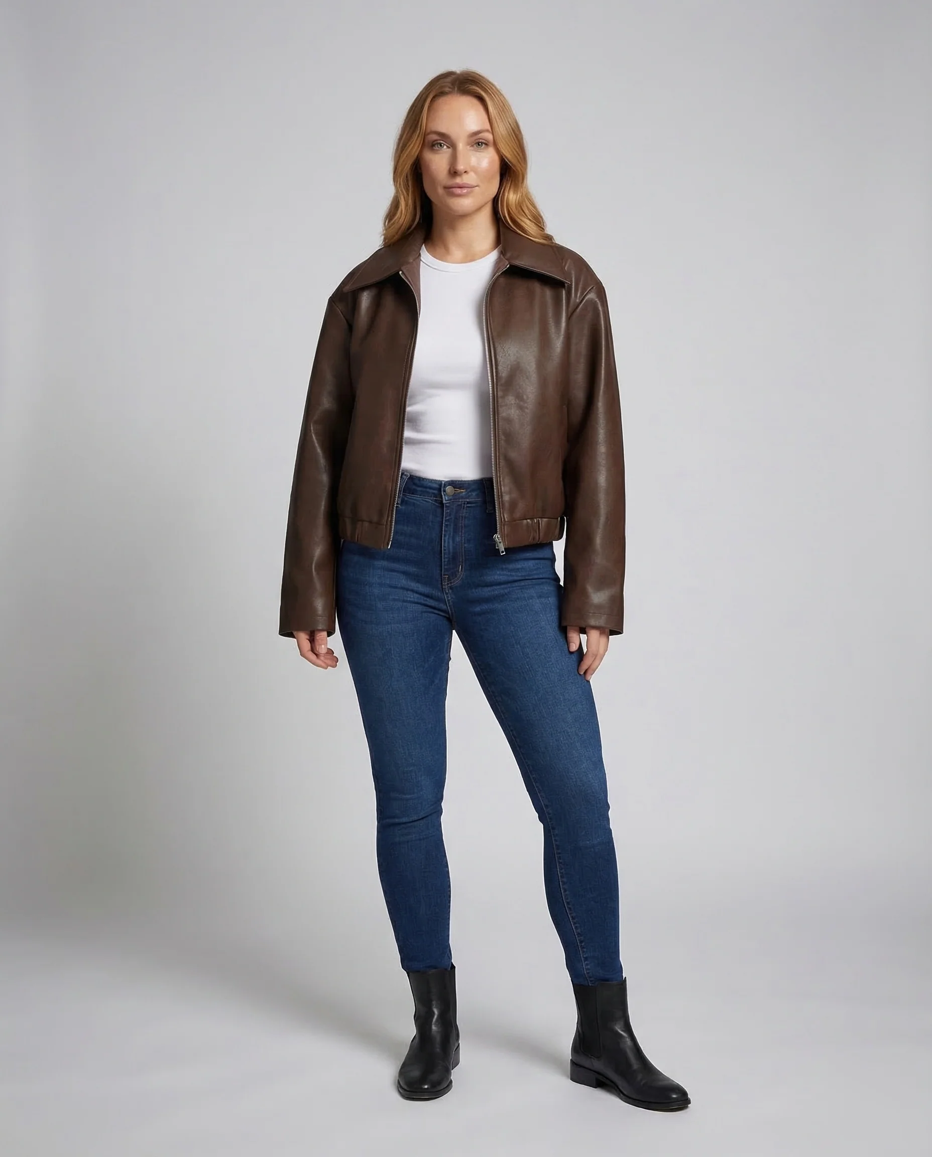 Damen Kunstlederjacke Oversize