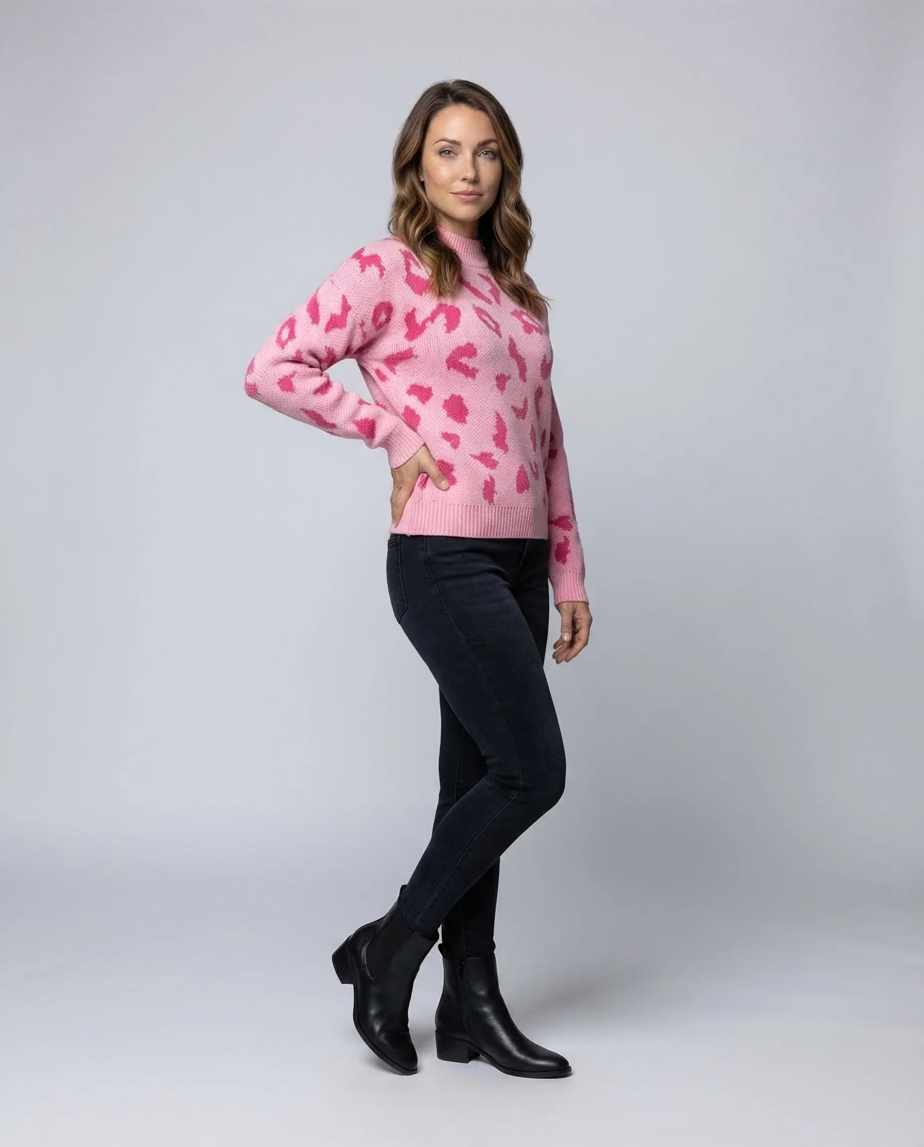 Damen Strickpullover Tierprint