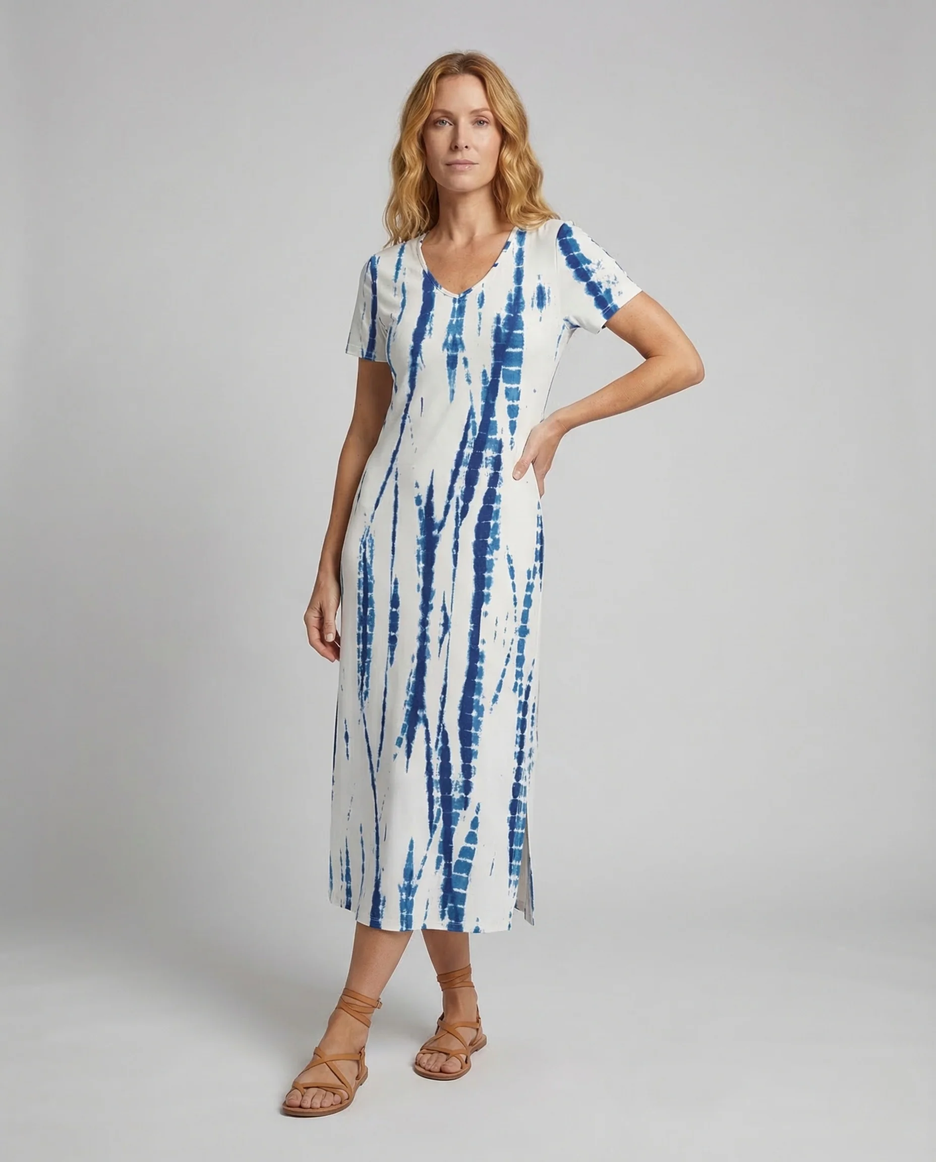 Damen Maxikleid V Ausschnitt Schlitz