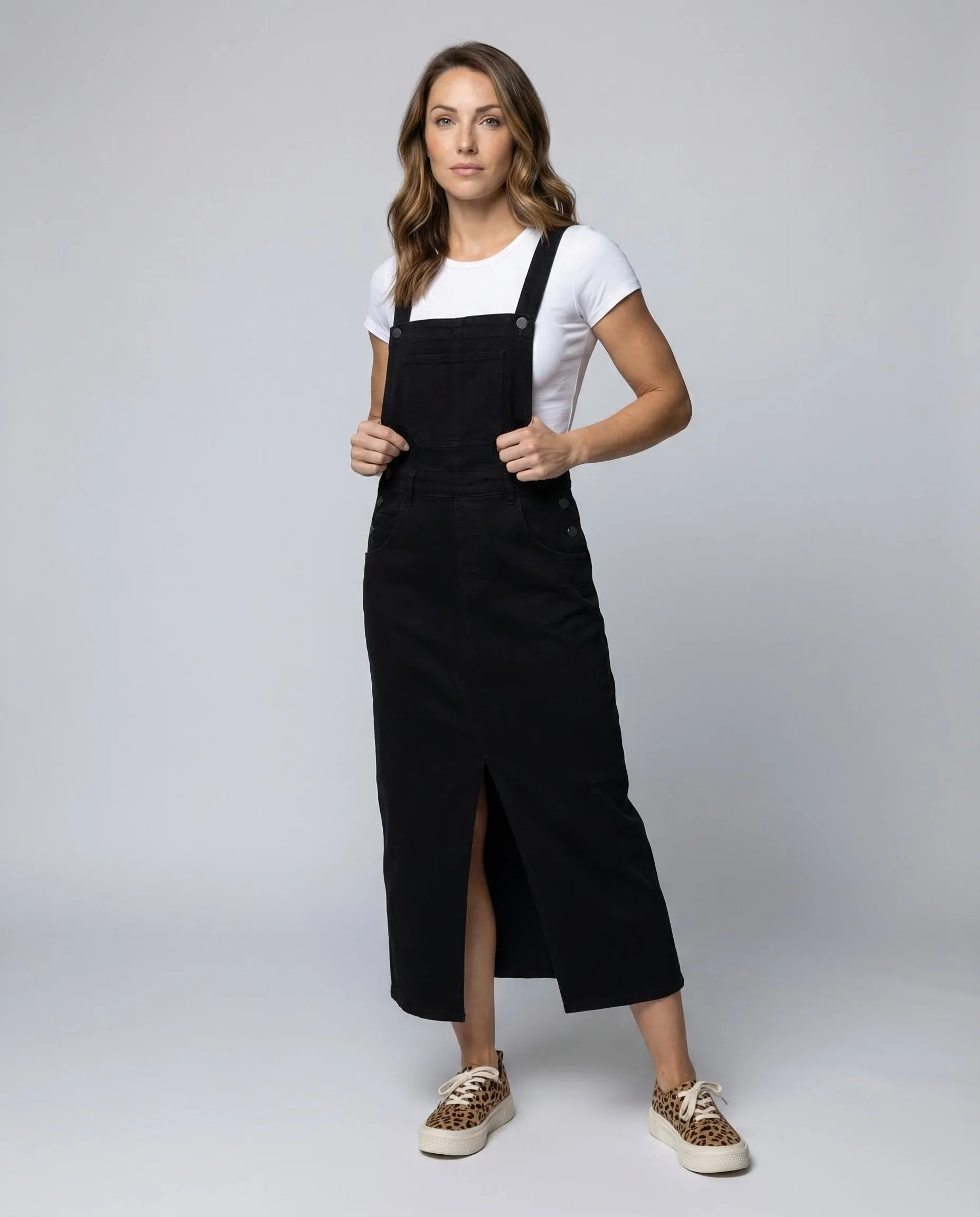 Damen Jeans Latzkleid Midi