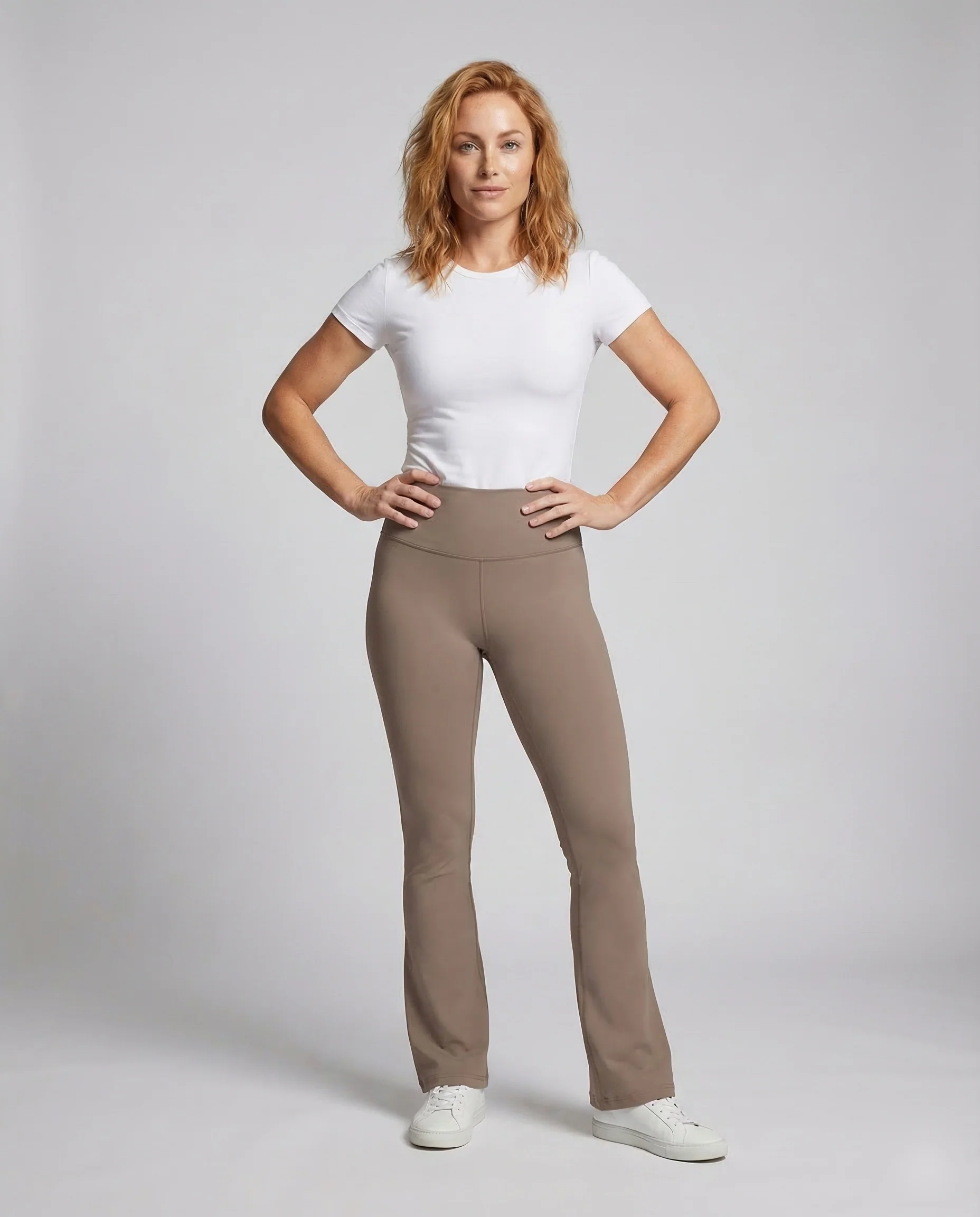 Damen Yogahose Schlag High Waist